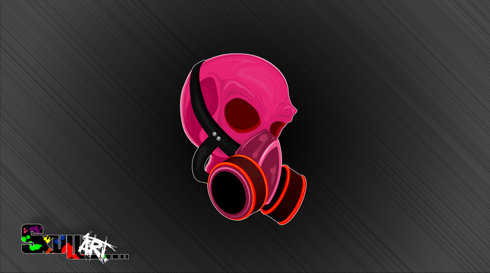 Pink Skull with Gas Mask 4K