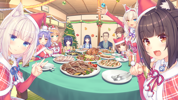 galgame, food, Christmas, Santa girl, Santa hats, Neko Para, anime ...