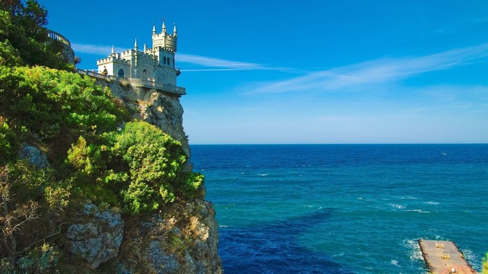 Swallow's Nest Castle on a cliff overlooking the sea