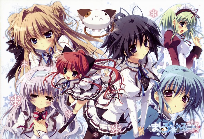 Mashiroiro Symphony characters with cat and snowflakes