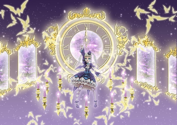 4K anime girl from Aikatsu! in front of a clock