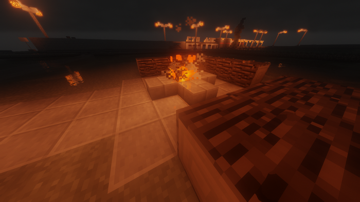 Minecraft campfire with shaders and logs