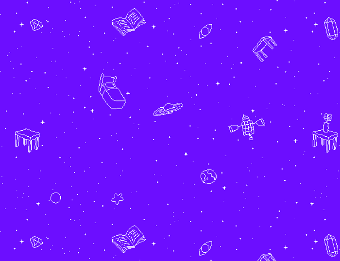 Omori pixel art space background with objects