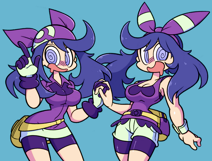 Two Hex Maniacs from Pokemon holding hands