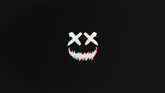 Glitch art smiley face logo