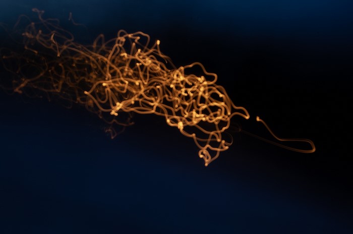 Abstract light trails on dark background