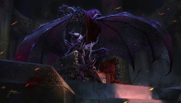Demon Queen on Throne with Wings