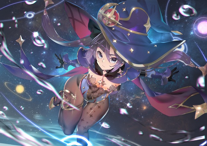 Mona from Genshin Impact in Magical Attire
