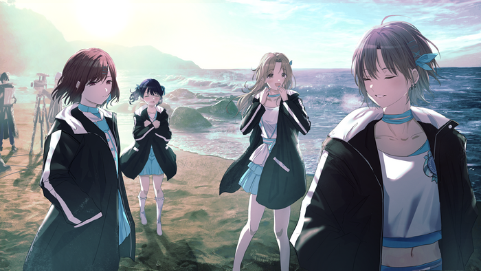 4K anime girls on a beach