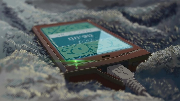 Smartphone charging in The Garden of Words