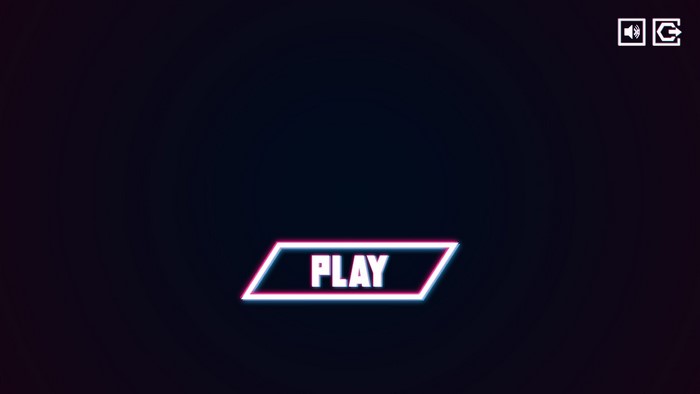 Play button with neon glow on dark background