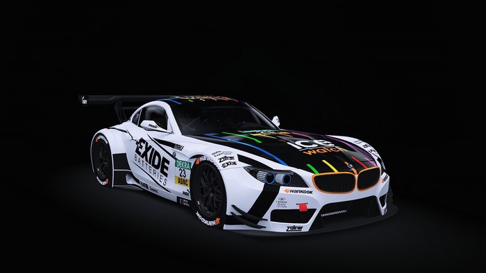 BMW Z4 GT3 race car with EXIDE and Ice-Watch livery