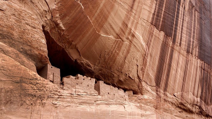 Cliff dwellings in a sandstone canyon, Arizona, USA