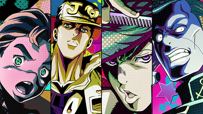 Collage of characters from JoJo's Bizarre Adventure
