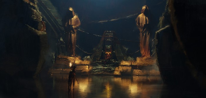 Fantasy Altar with Statues and Figure