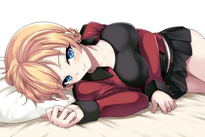 Darjeeling from Girls und Panzer lying on a bed