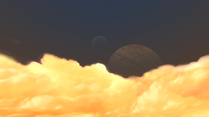 Clouds and planets in a dark sky