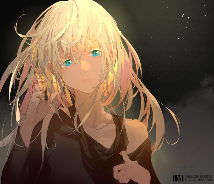 Anime girl with aqua eyes and blonde hair