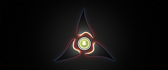 Abstract glowing symbol on black background