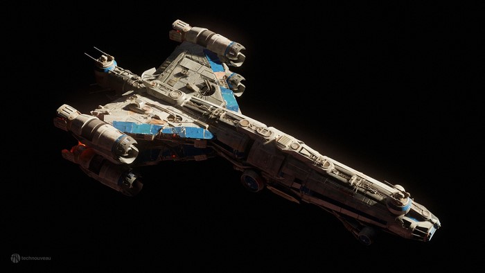 Star Wars Y-wing starfighter CGI render