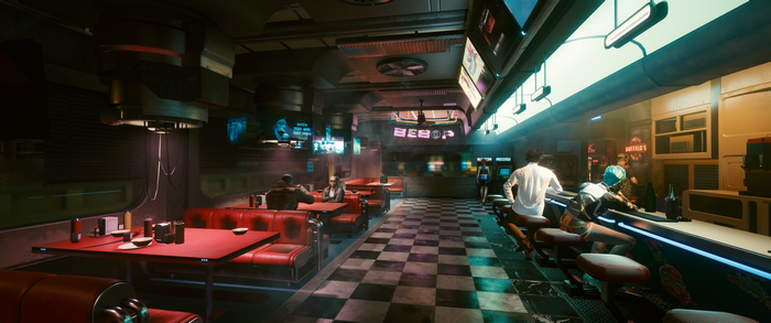 Cyberpunk 2077 diner interior