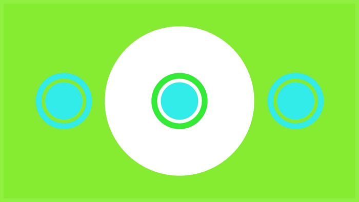 Minimalist abstract circles on green background