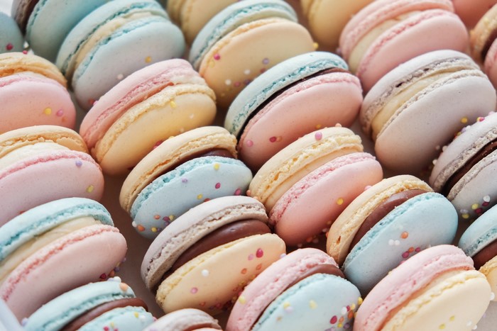 Colorful macaroons with sprinkles
