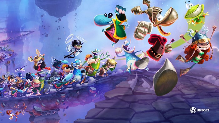 Rayman characters in a colorful video game art