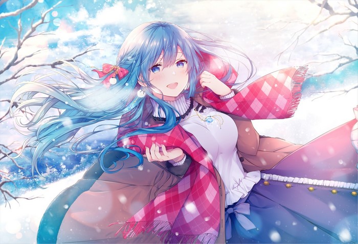 Emori Miku in Winter Scarf and Coat