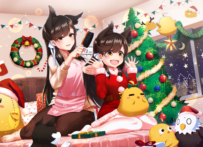 Atago and Kagiyama from Azur Lane celebrating Christmas