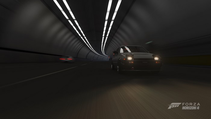 Toyota AE86 in a tunnel in Forza Horizon 4