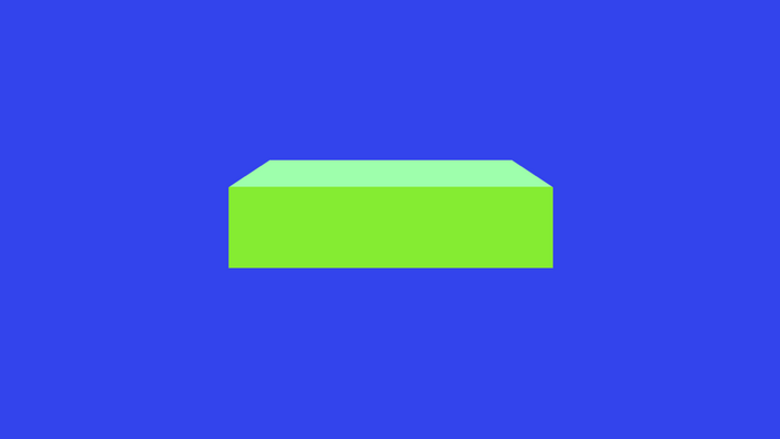 3D green block on a blue background