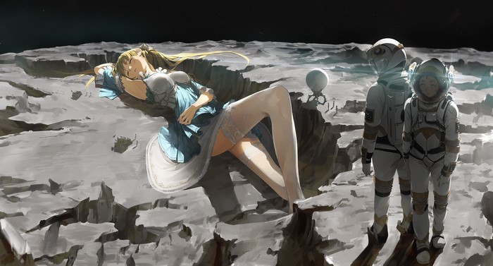 4K Sleeping Giantess on the Moon by Somehira Katsu