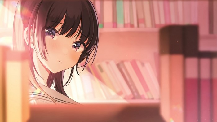 Shigure Ui anime girl with books