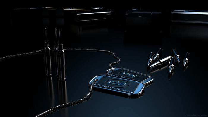 Intel Dog Tags and Ammunition on Dark Surface
