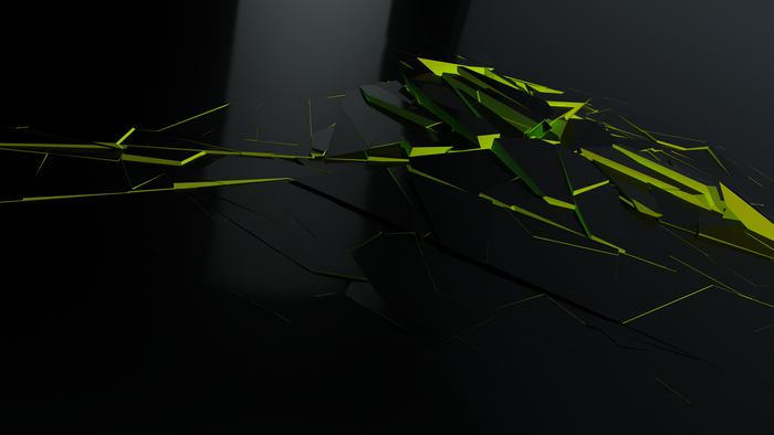 Abstract 3D Render with Neon Green and Black Geometric Shapes