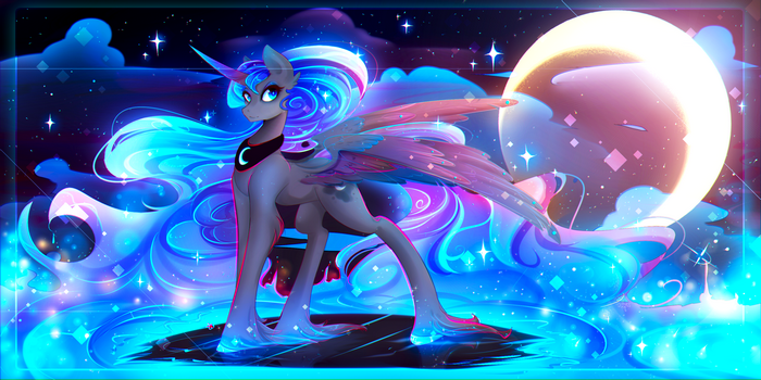 Princess Luna from My Little Pony in a fantasy night sky