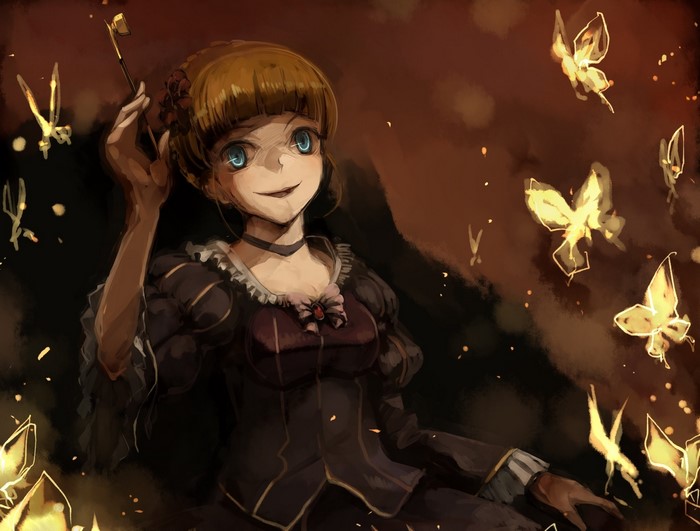 Beatrice from Umineko no Naku Koro ni with butterflies