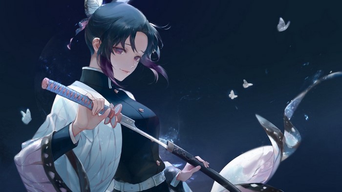 Kochou Shinobu from Kimetsu no Yaiba with Katana
