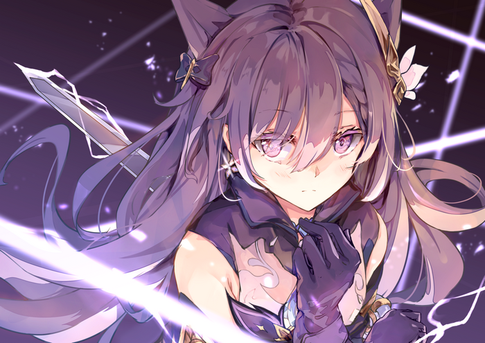 Keqing from Genshin Impact with Purple Hair