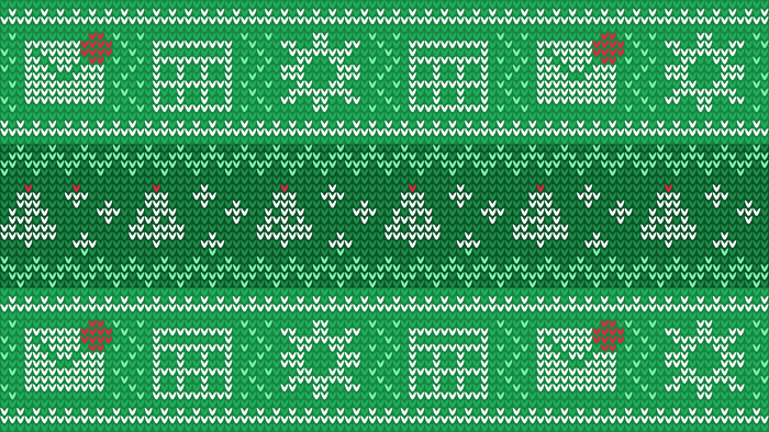 Christmas knitted pattern with trees and houses
