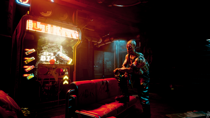 Cyberpunk 2077 Maelstrom Gang member by burrito vending machine