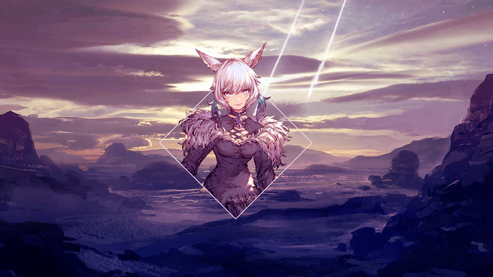 Yshtola from Final Fantasy XIV in a diamond frame
