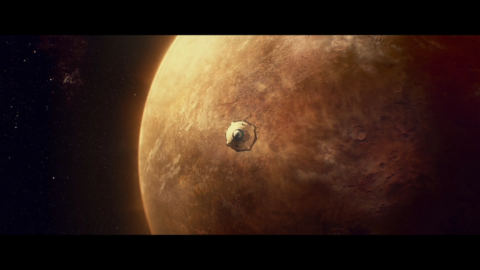 Spacecraft approaching a planet in Destiny 2
