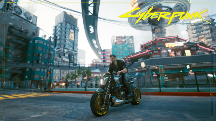 Man riding ARCH Motorcycle in Cyberpunk 2077