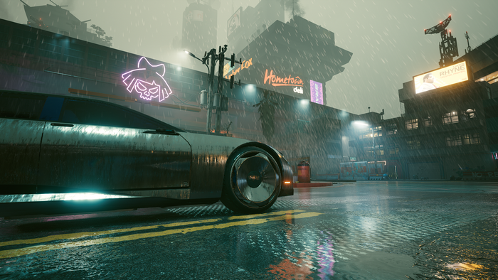 Cyberpunk 2077 car in the rain