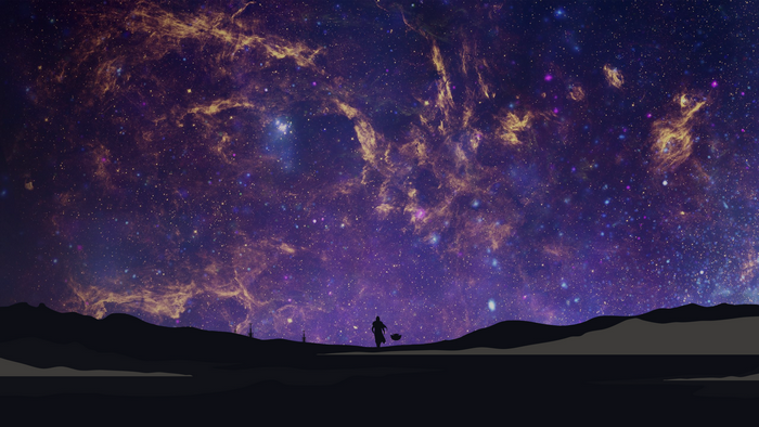 The Mandalorian and Grogu in a galaxy