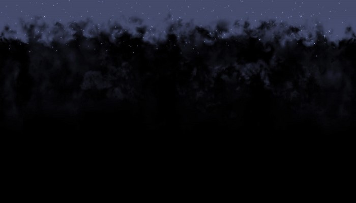 Night sky with stars and dark clouds