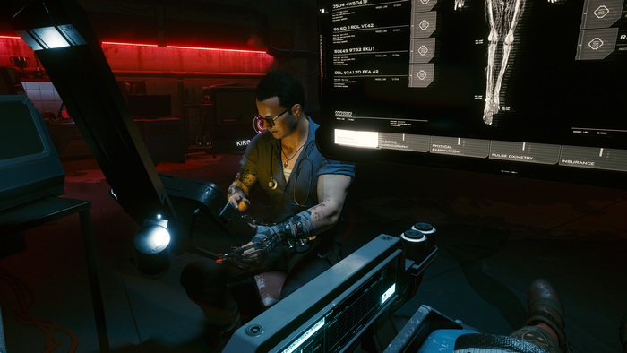Doctor working on a patient in Cyberpunk 2077