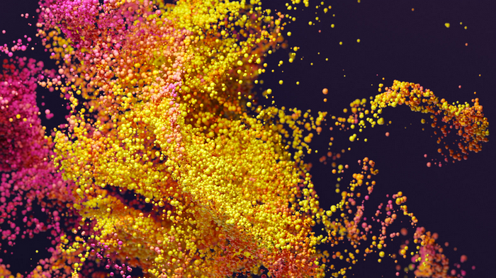 Abstract CGI digital art of colorful particles